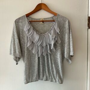 Gray Women's Top with Ruffle Detail